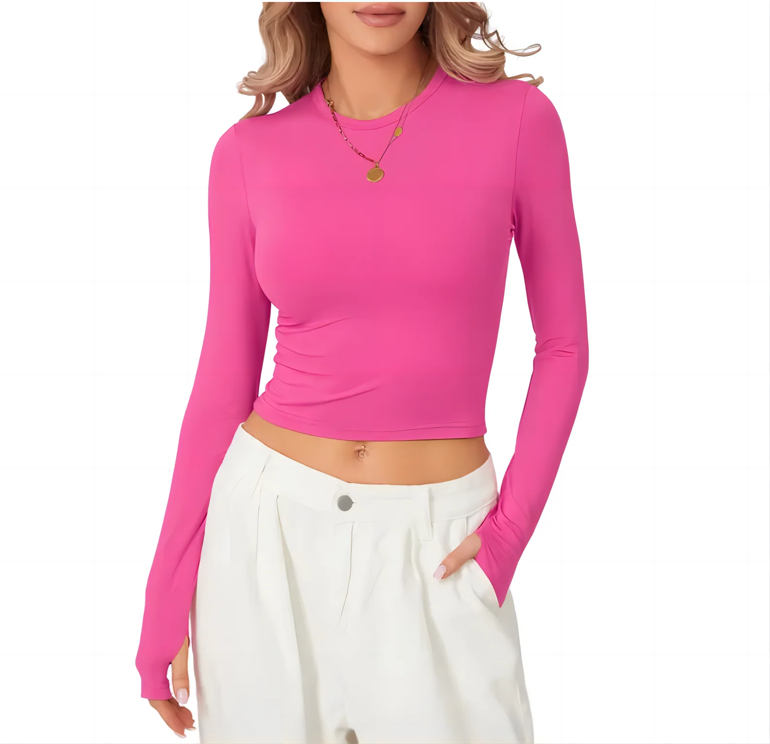 New Women\'s Tracksuit T-shirt Slim Fit Long Sleeved Fitness Coat Yoga Crop Tops With Thumb Holes Gym Jacket Workout Sweatshirts