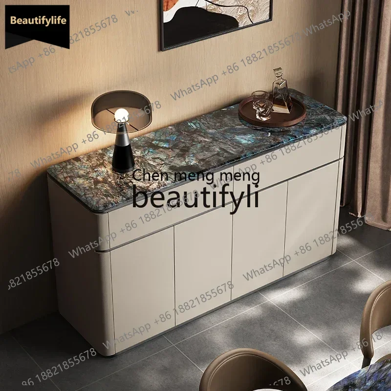 

Y183Marble side cabinet against the wall integrated locker floor light luxury solid wood side cabinetQ