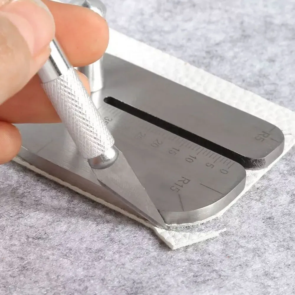 1Pc Stainless Steel Punching Ruler Cutting Distance Ruler Auxiliary Stencil Template Manual  Leather Craft Working Tools
