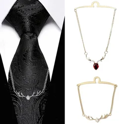 Fashion Men's Tie Clip Deer Head U-shaped Chain Mens Wedding Business Banquet Formal Shirt Chain-buckle Necktie Accessories