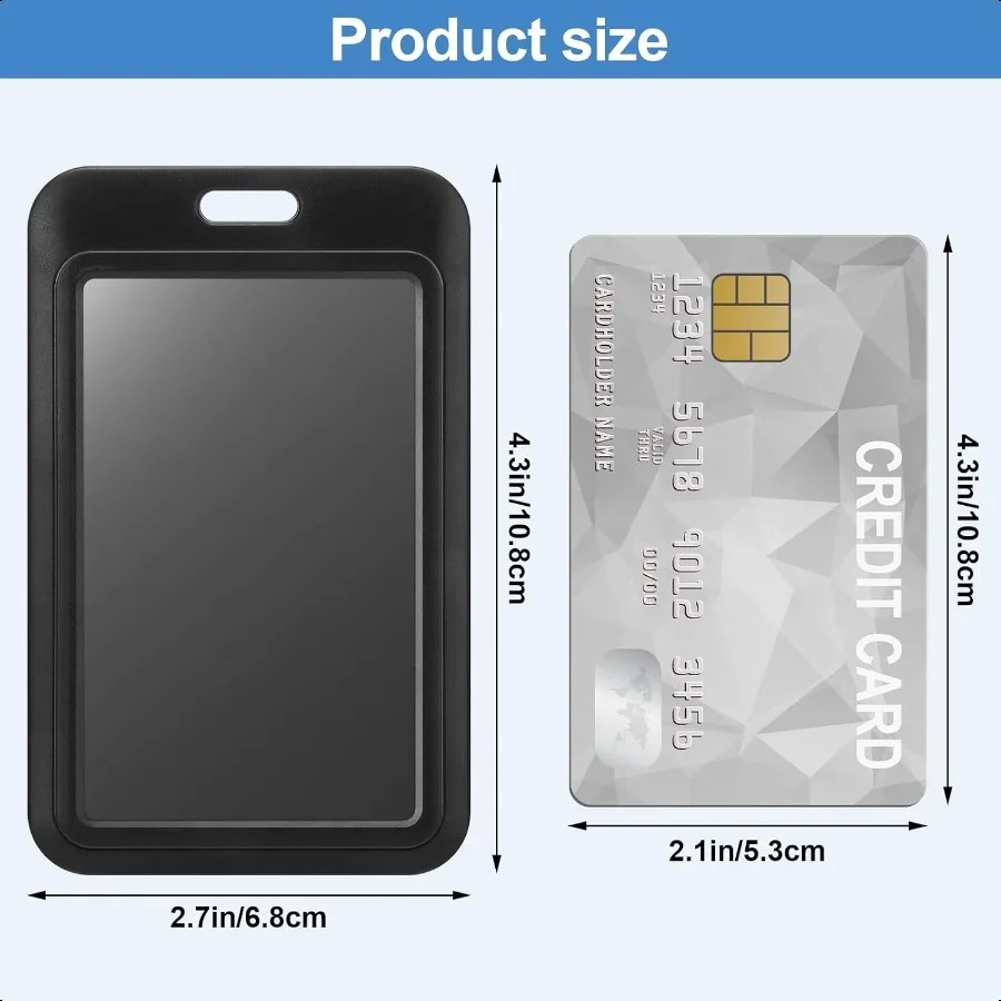 حامل شارة الهوية من البلاستيك الصلب، حافظة بطاقات مفتوحة منزلق عمودي، حامل بطاقات أسود، حافظة شارة، حافظة هوية مع فوز واضح #3