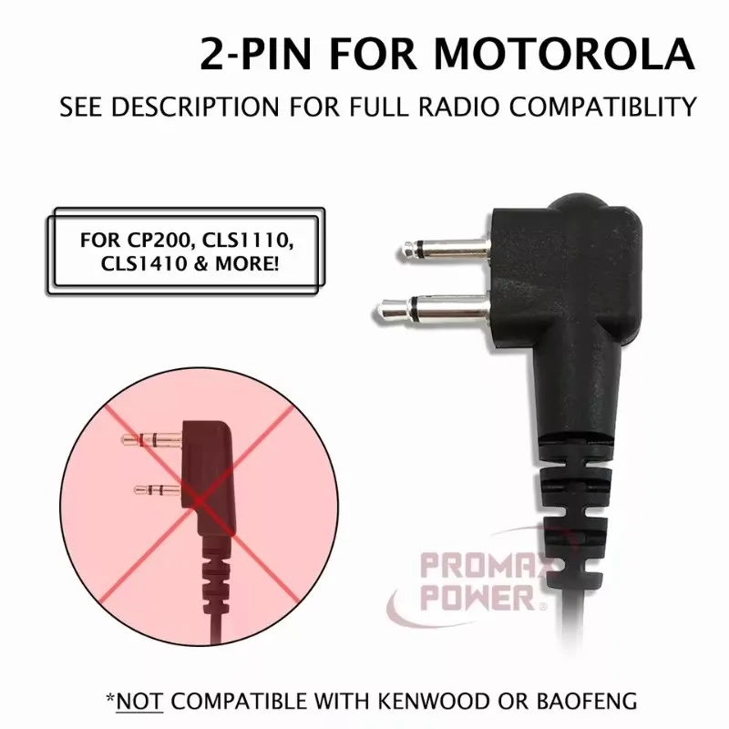 10pcs CLS1110 CLS1410 Earpiece for Motorola CP200 GP300 GP2000 Walkie Talkie with PTT Mic 2 Pin Headset Single-Wire Surveillance
