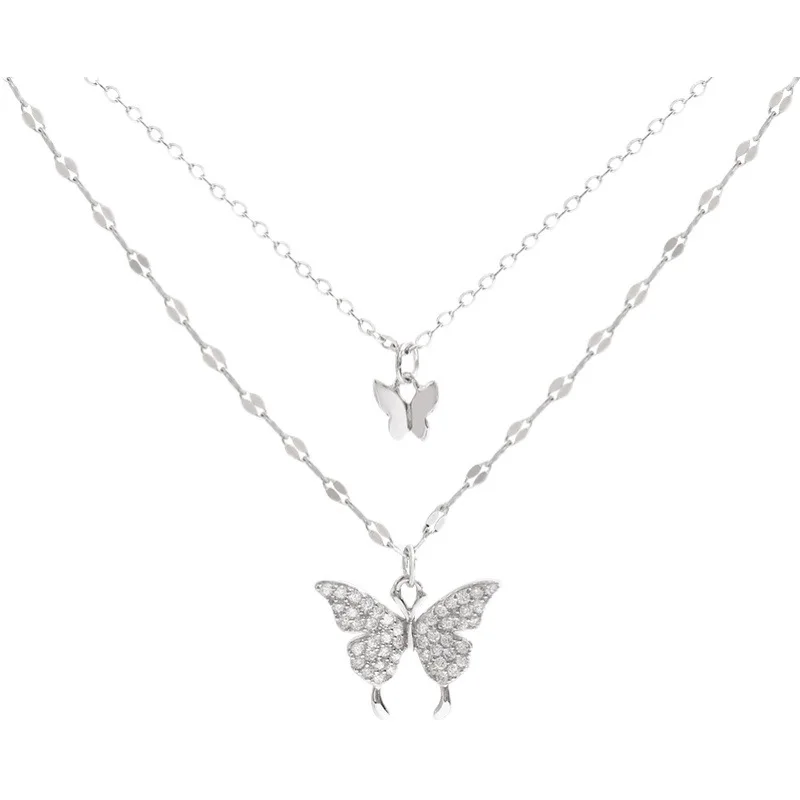 Double Layered Butterfly Necklace for Women with High-end Design, Light Luxury and Niche Collarbone Chain image 5
