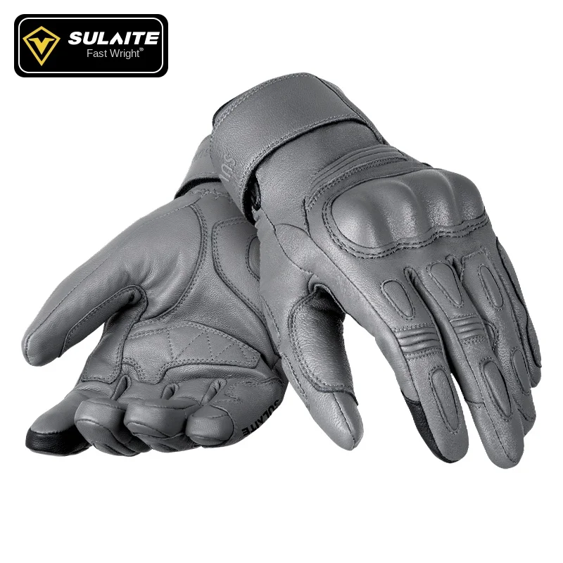 ULAITE Motorcycle Gloves Retro Leather Comfortable Breathable Non-slip Off-road Carbon Fiber Four Seasons for Men and Women