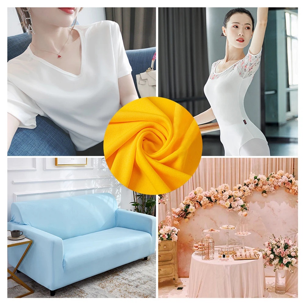 50x165cm cor sólida 4 vias estiramento jérsei tecido para diy costura vestido têxtil roupas esportivas camiseta lenço de cabeça e decoração de casa