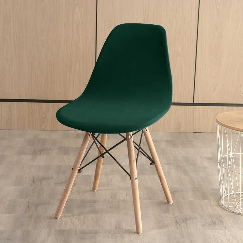 1PC Velvet Shell Chair Cover Stretch Spandex Armless Chair Covers Solid Color Elastic Dining Seat Case Wedding Hotel Banquet
