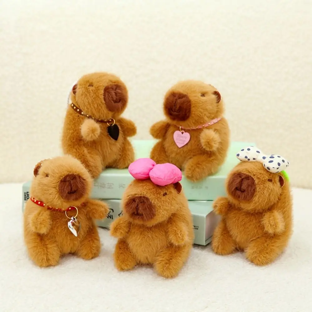 Niedlicher Plüsch-Capybara-Schlüsselanhänger, Cartoon-weiche, flauschige Tierpuppe, Kuscheltiere, Taschenanhänger, Kinderspielzeug