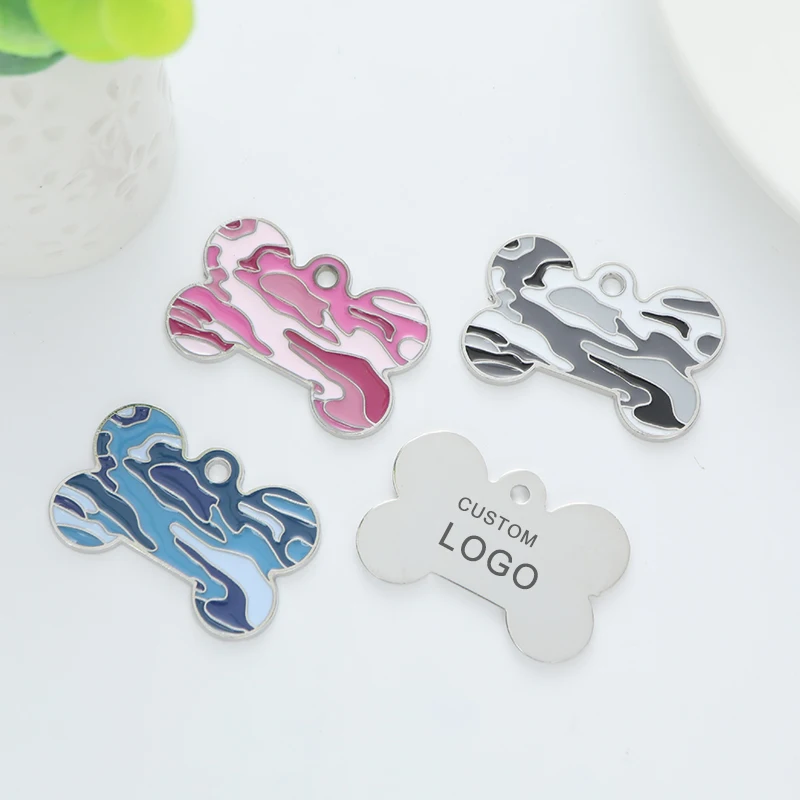 

Personalized Bone Metal Identity Card Multicolor Customizable Name Dog Cat ID Tag Anti-lost Pendant Collar Pet Supplies Keychain