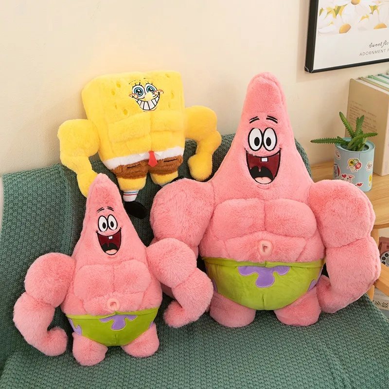 65CM Big Size Kawaii SpongeBob SquarePants Fitness Plush Toy Room Decoration Stuffed Animal Cushion Girl Children's Holiday Gift