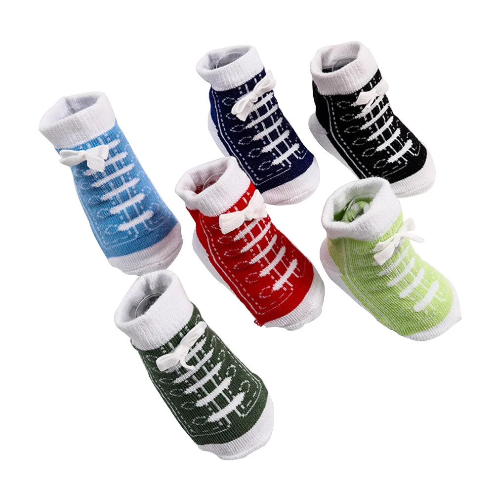 

6pcs Non Skid Soft Breathable Baby Creative Kids For Toddler Shoe Socks Newborn Unisex 0-12 Kids Socks Months