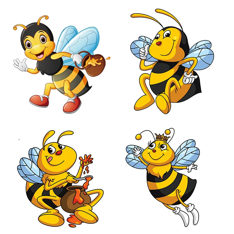 22049# 4 Pack Car Sticker Personality PVC Decal Bees with Honey Waterproof on Motorcycle Laptop Decorative