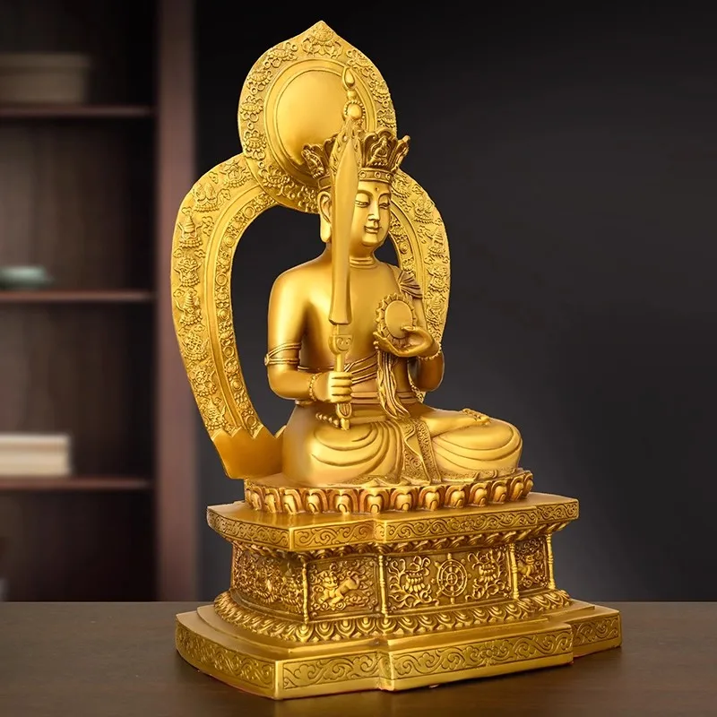 Pure Copper Kokuzo Bosatsu Statue - Brass Void Treasury Bodhisattva Buddha for Home Altar, Zodiac Guardian Deity, Handmade Buddh
