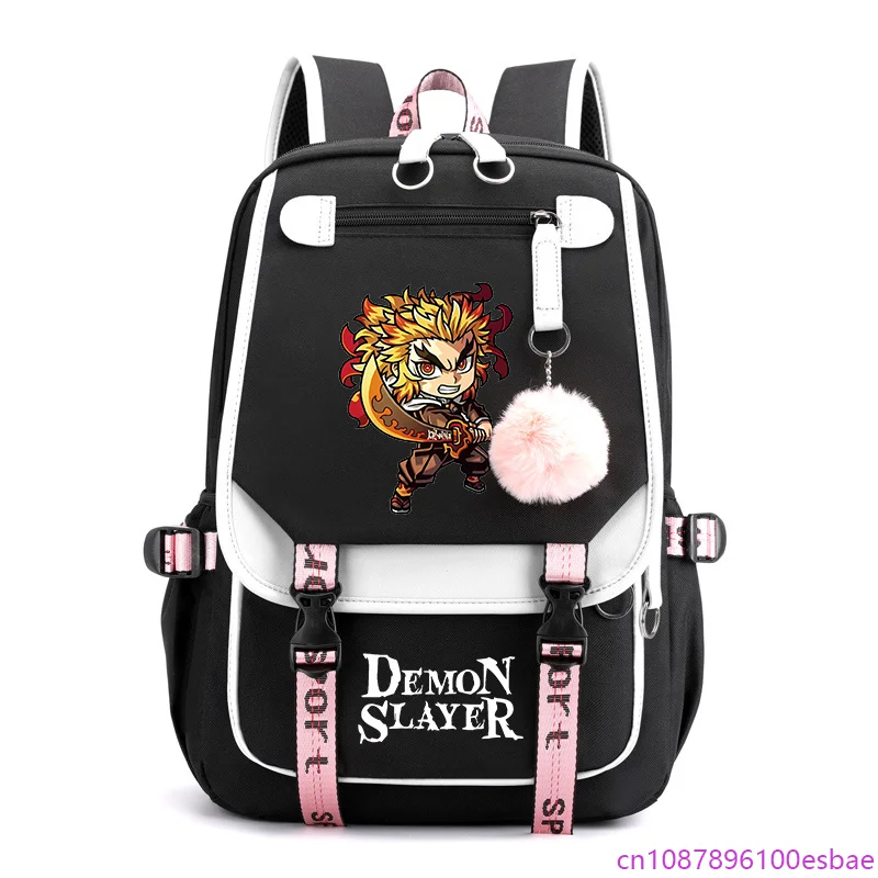 

New Fashion Rengoku Kyoujurou Backpack Outdoor Street Cool Anime Rucksack Teen USB Backpack School Backpacks