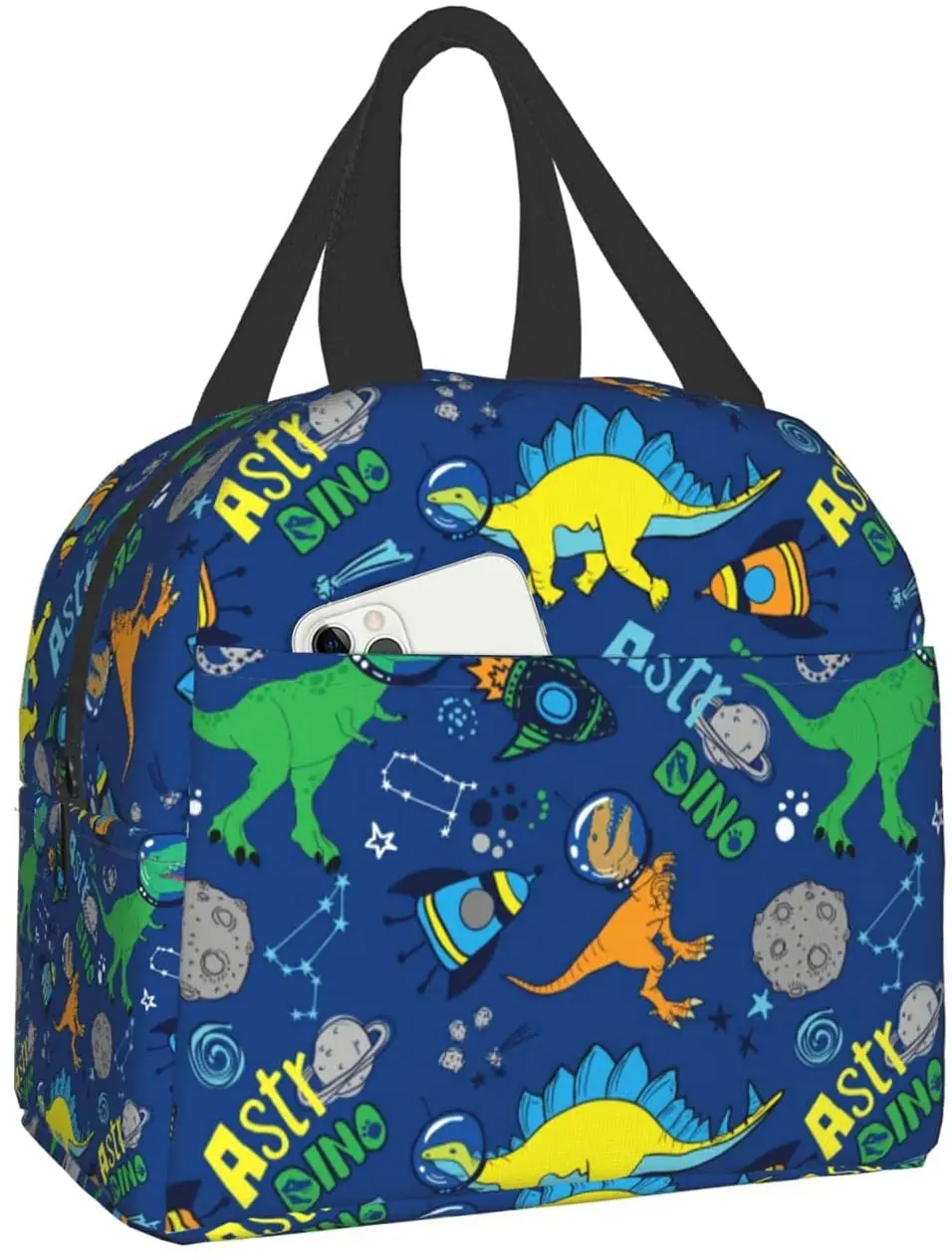 

Lunch Bag for Women Dinosaur Space Universe Astronaut Insulated Lunch Box Cooler Tote for Work Office School Picnic Reusable