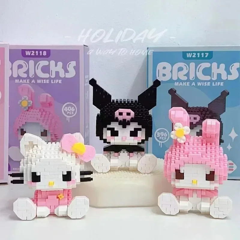 Sanrio new Hello Kitty Kuromi My melody Japanese cute kawaii micro-particle puzzle assembly kids toys creative holiday gift