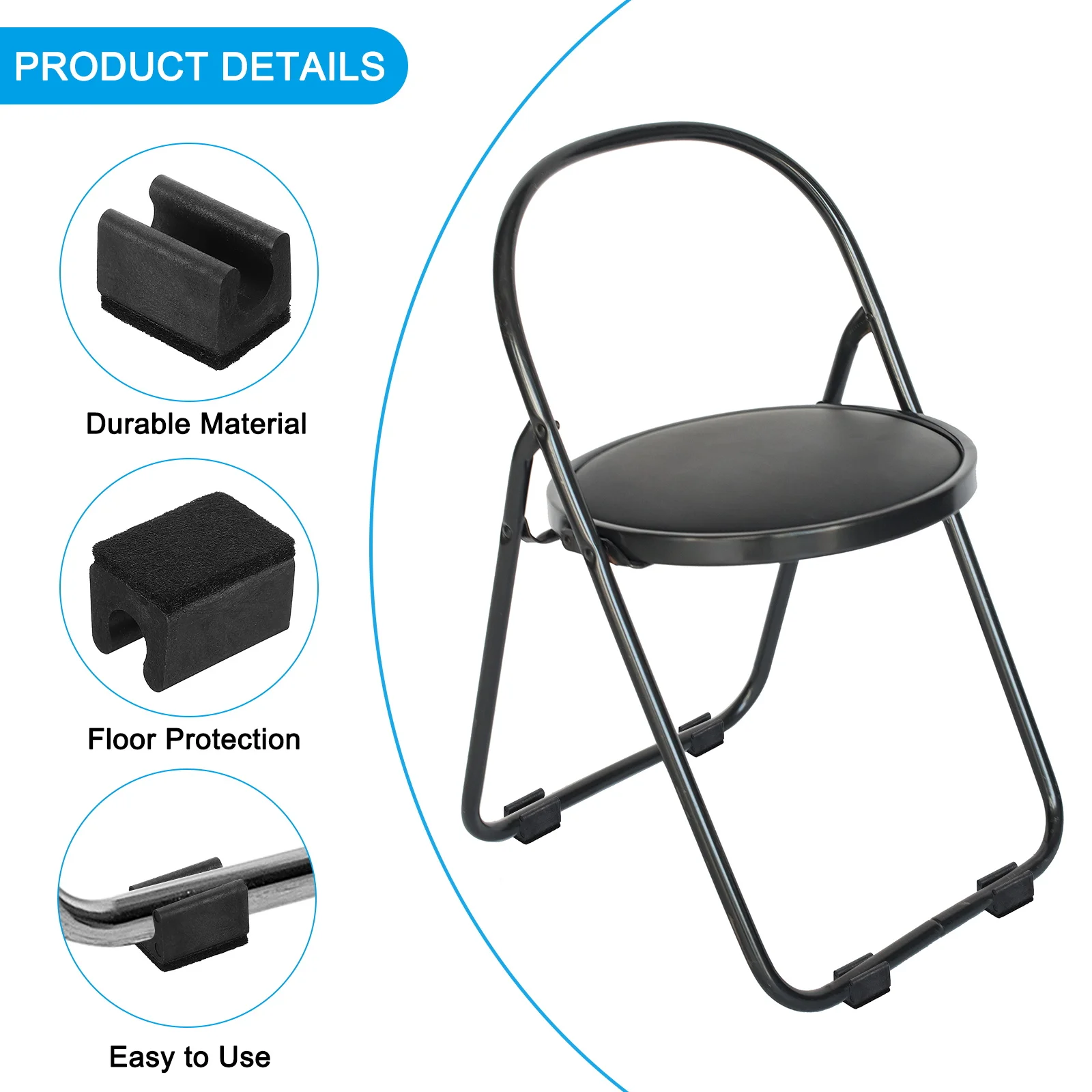 4/8/12/16/50Pcs Rectangle U Shaped Chair Leg Tip Cap with Felt Pads Slide Smoothly Furniture Fit Dia 10/12/14/17/19/25 Mm Black