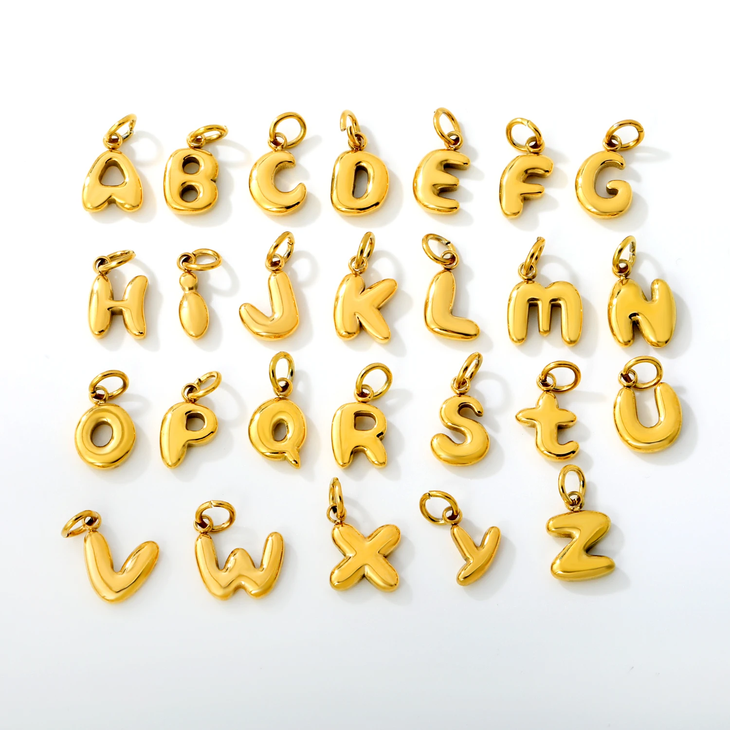 Factory Wholesale Direct Stainless Steel 3D Bubble Alphabet Charms 3Pcs Minimalist Letter Pendants for DIY Jewelry Making