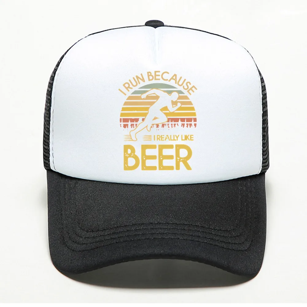 I Run Because I Really Like Beer baseball cap Mens Vintage Casual Streets Fashion Snapback Caps Breathable mesh trucker hat