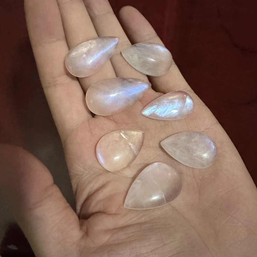 Natural Rainbow Moonstone Beads 2pcs/pack 16-30mm Pear Drop Mixed Size Gemstone Pendants for Jewelry Making Wholesale Accessory