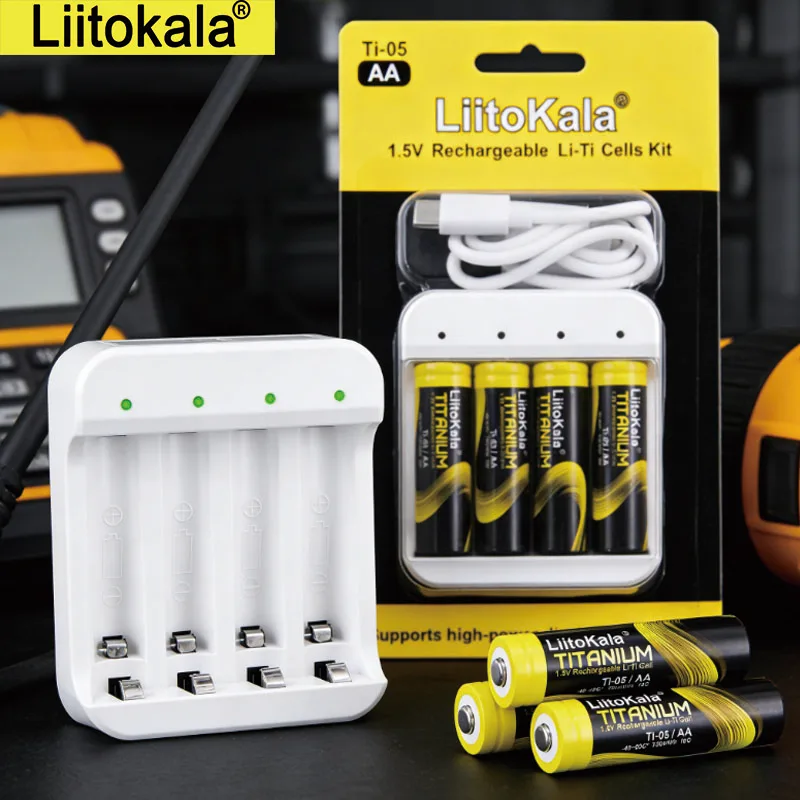

Аккумулятор LiitoKala Ti-05 1.5V Li-ion AA 750 мАч перезаряжаемый с 4-слотовым зарядным устройством Smart Charger для Li-ion аккумуляторов AA/AAA 1.5V