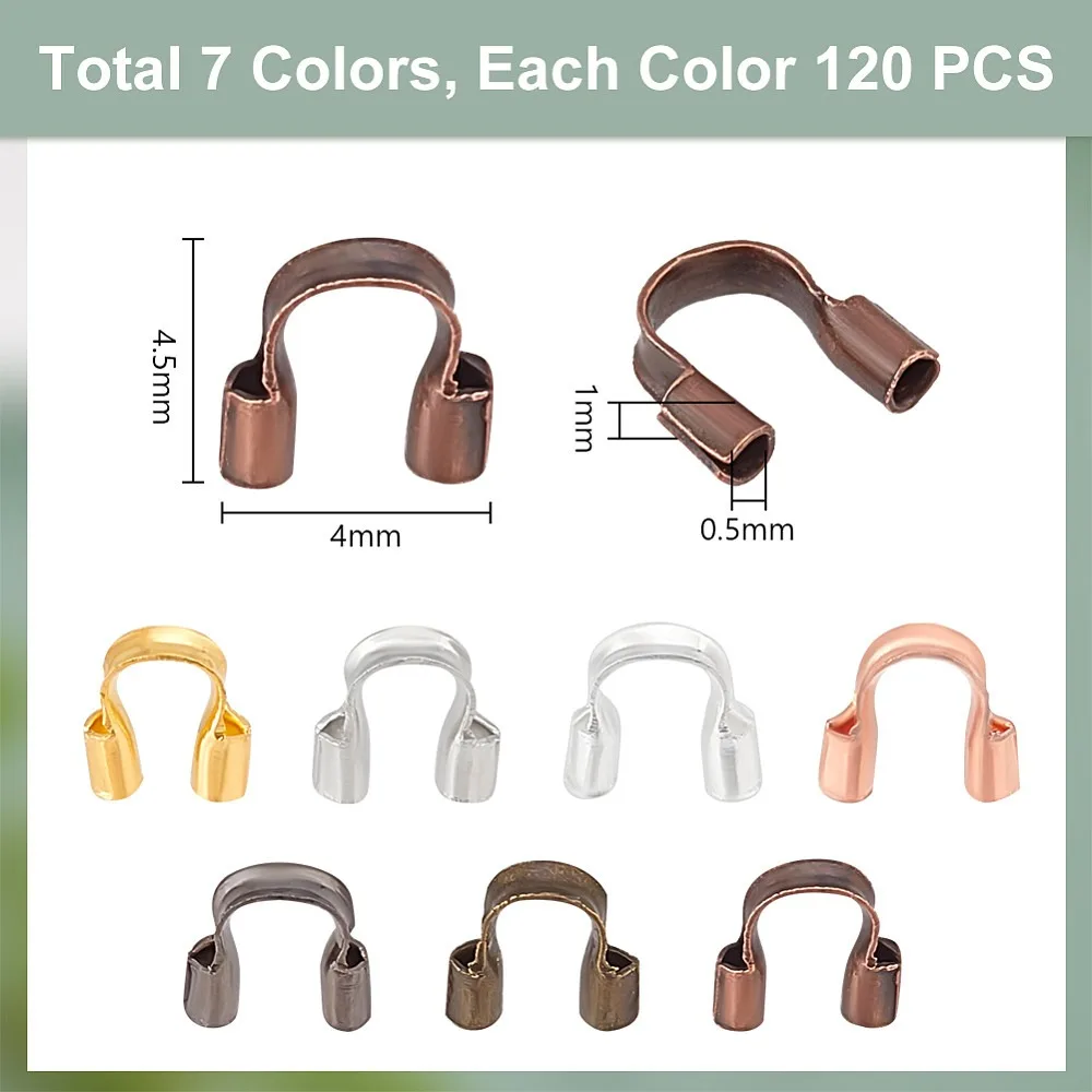 840Pcs 7 Color Brass Wire Guardians Wire Cable Protector U Shape Wire Guard Loops Thread Protector Loop Wire Protectors