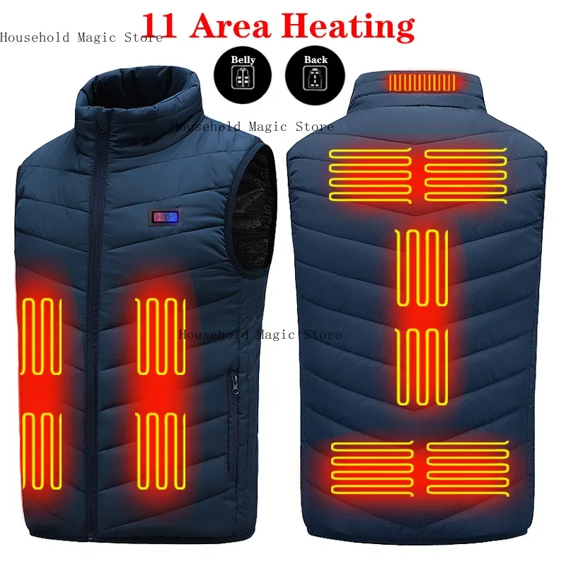11 zones gilet auto-chauffant corps hommes plus chaud veste chauffante chauffée USB alimenté par batterie femmes gilet chaud thermique vêtements d'hiver