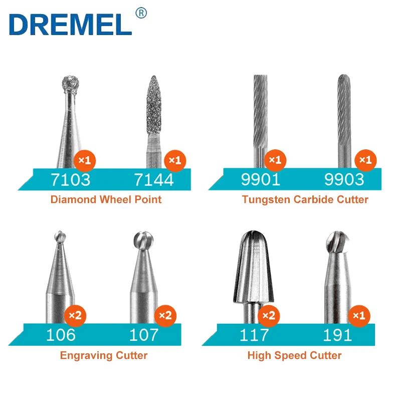 

Dremel Carving & Engraving Bit Accessories Tungsten Carbide Milling Cutter Rotary Tool Burr Bits Diamond Cutting Grinding Drill