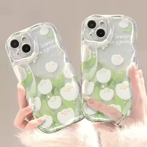 For Samsung S20 FE S21 Plus S22 S23 S24 S25 Ultra A51 A31 A50 A30S M35 M55 M54 M34 M14 Tulip Flower Wave TPU Phone Case