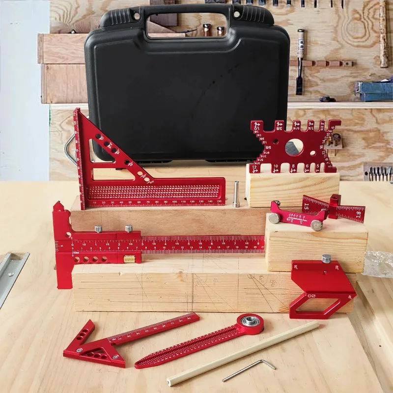 Woodworking Measuring Tool Kit With Storage Box，Woodworking Project Planning Layout Wood Board Splicing Auxiliary Kit