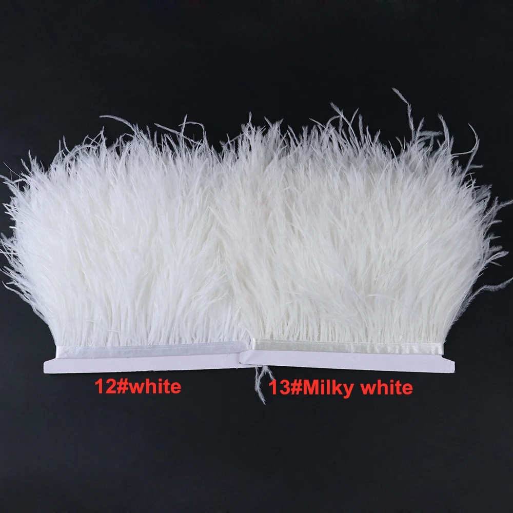 1 Yard Ostrich Feather Trim Ribbon 8-10CM Plumes Fringe Trim for Wedding Dress Shirt Cuff Sewing Clothing Decoration Accessories