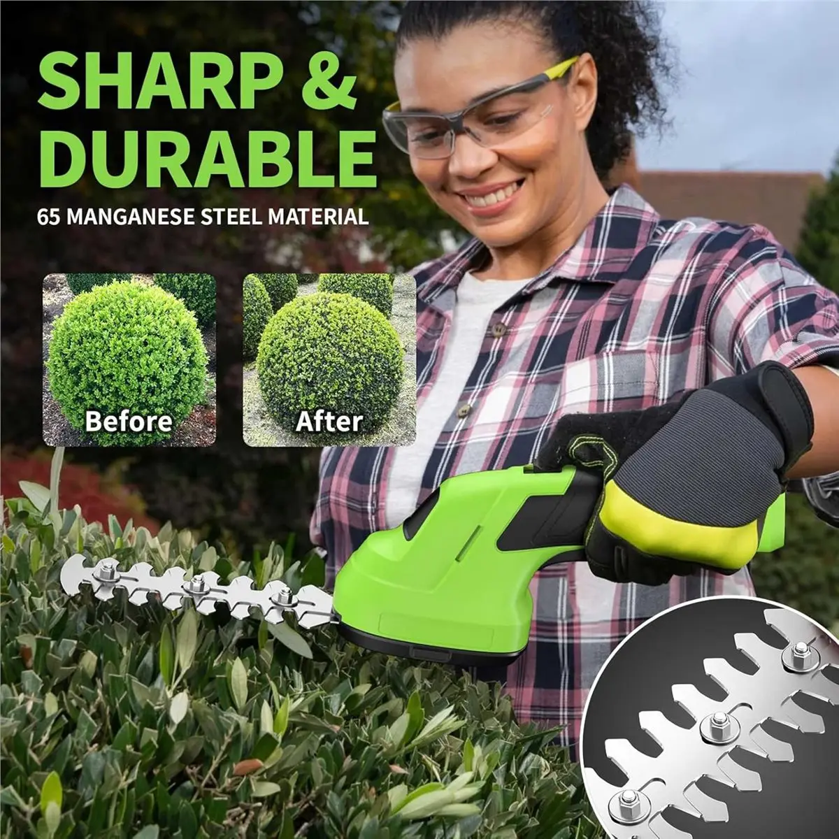 A45I Cordless Grass Shear & Shrub Trimmer, 7.2V 2-in-1 Handheld Electric Hedge Shears with USB-C Charging
