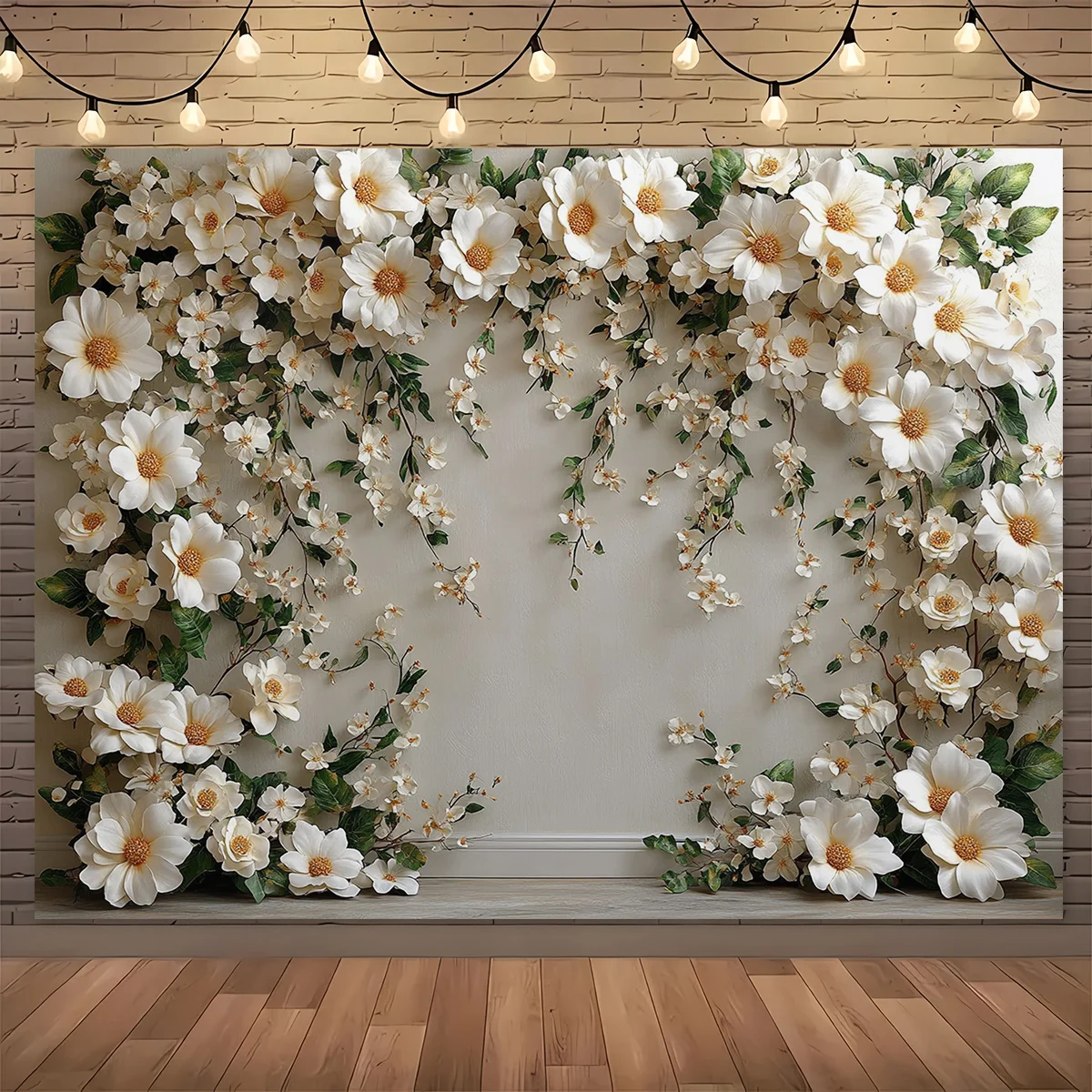Multifunktionaler Party-Hintergrund mit weißen Blumen – perfekte Dekoration und Fotografie, Hochzeitsblumendekoration
