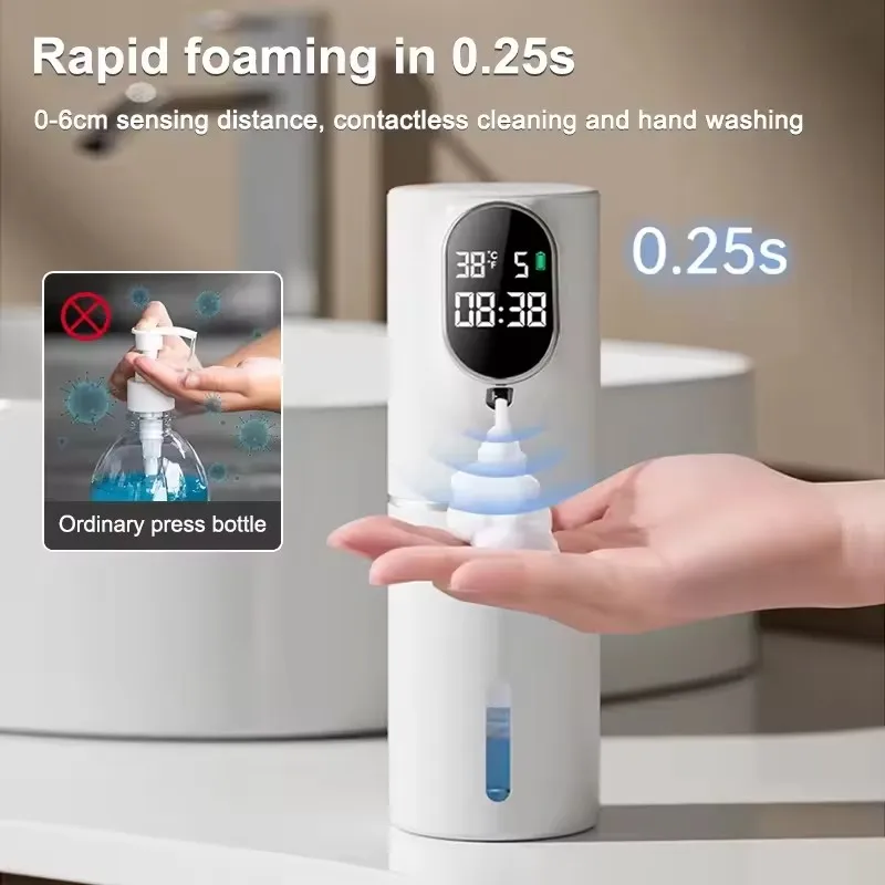 

5 Gear Touchless Soap Foam Dispenser 320ml Smart Temperature Time Display Automatic Infrared Sensor Soap Dispensers Hand Washe