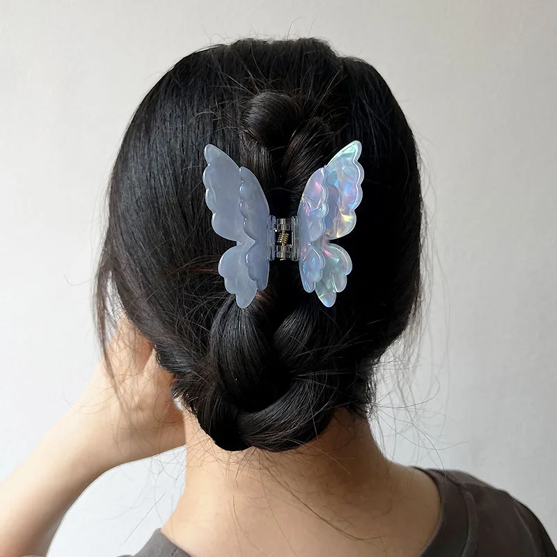 ใหม่ Fairy ผีเสื้อผม Claw Acetate ปูคลิปผมผู้หญิงภาษาฝรั่งเศสคําหวาน Princess Shark คลิป Hairpin สําหรับสาวอุปกรณ์เสริมผม