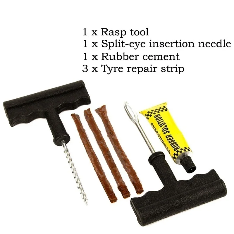 1-2Set Car Tire Repair Tool Kit with Rubber Strips Tubeless Tyre Puncture Studding Plug Motorcycle Truck Vacuum Tire Repair Tool