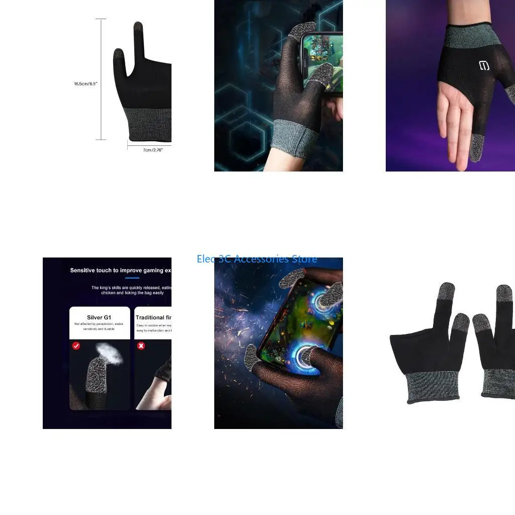 Y51A Ultra-Thin Mobile Gaming Gloves Anti-Sweat Breathable Touchscreen Finger Sleeve for Mobile Phone Games