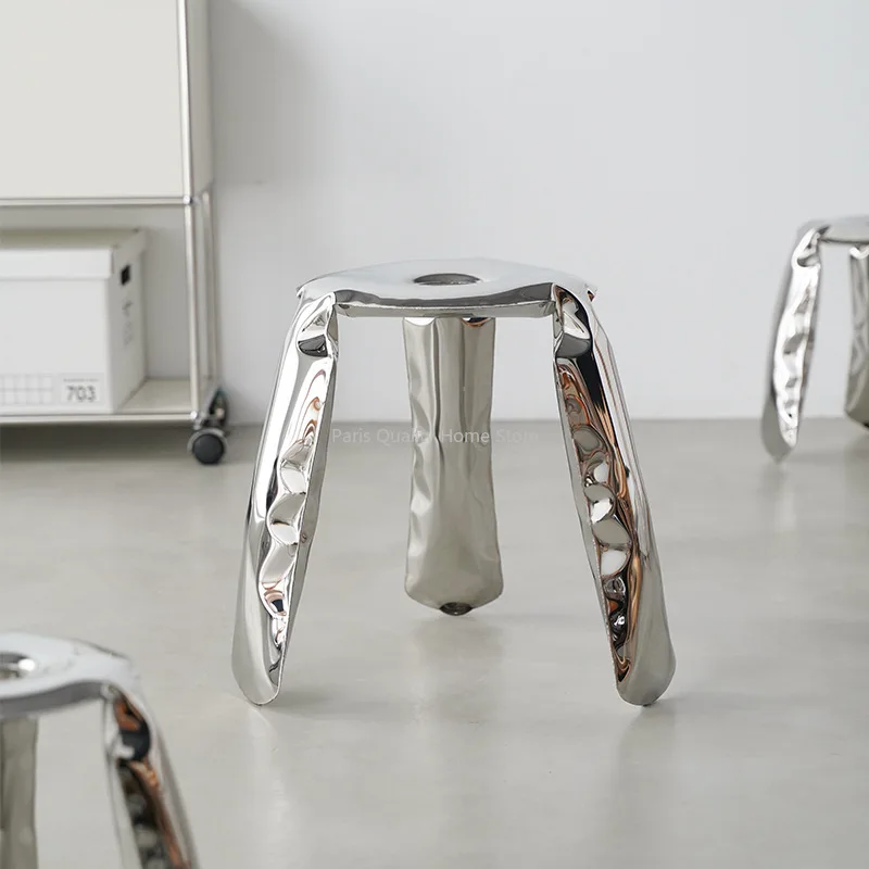 Nordic Design Stainless Steel Balloon Stool Art Design Metal Three-legged Shoe Change Home Round Stool