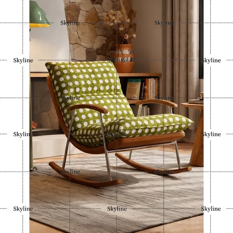 for Mairhk Medieval Rocking Chair Living Room Balcony Backrest Italian Home Lazy Leisure Fabric Single Sofa Recliner