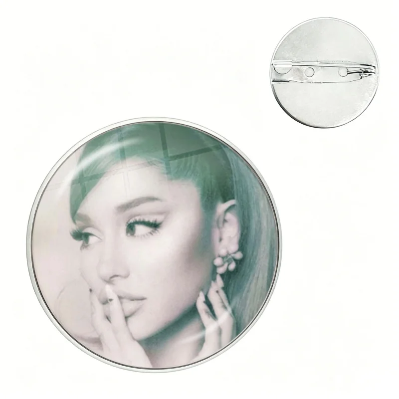 Ariana Grande Pin for Backpacks Bag 25mm Round Glass Pins and Brooches Creative Cartoon Figure Badge Gifts