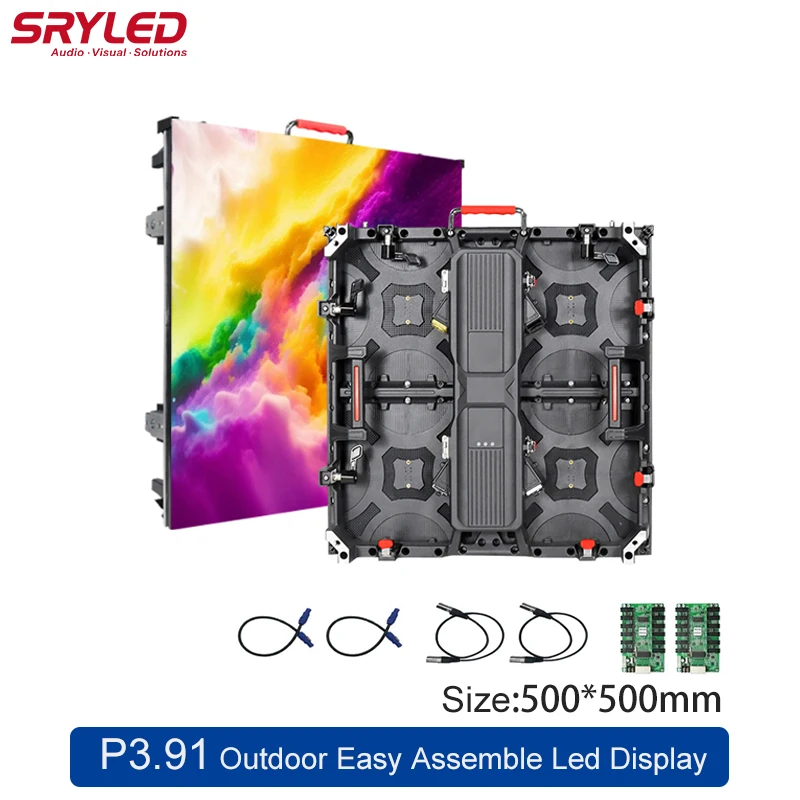 SRYLED LED Wall Panel Outdoor P3.91 500mm×500mm SMD2121 Die Casting Aluminum Waterproof IP65 Led Screen For Stage Advertising