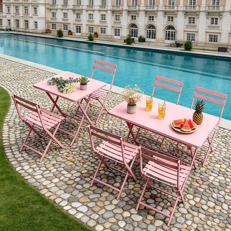 Hot Selling Modern Iron Folding Dining Chair Comfort Leisure for Outdoor Hotel Courtyard Cafe Picnic Garden School and Workshop