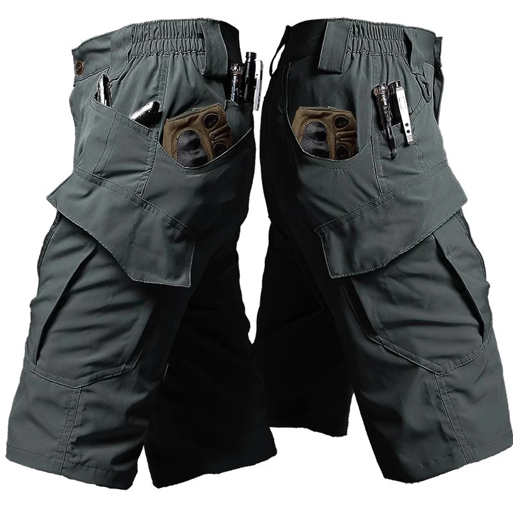 Elastic Quick-dry Cargo Shorts Men Summer Tactical Shorts Waterproof  Multi-Pocket Bermudas Workwear Outdoor Ultra Light