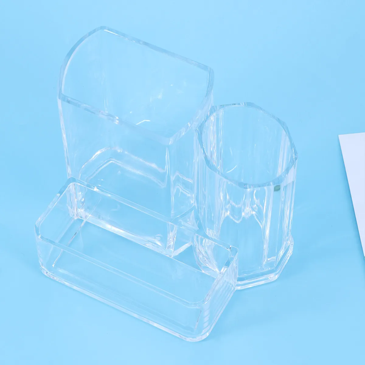 

Sturdy Lightweight Transparent Plastic Pen Holder for Desk Organization Pencil Trinket Storage Business Container