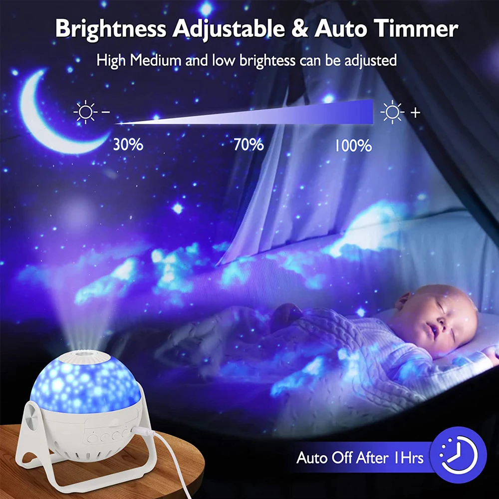 Star Galaxy Projector Night Light with Bluetooth-7 in 1 Projector lamps 360° Adjustable with Planets Nebulae Moon for Kids Gifts