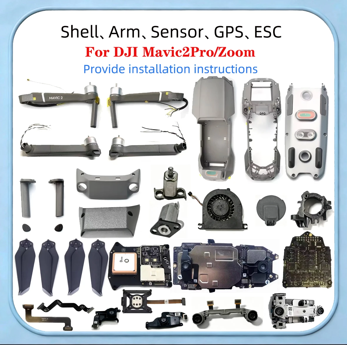 Original DJI Mavic 2 Pro/ZOOM Arm Motor with Superior And Inferior Housing ESC GPS Obstacle Avoidance System for Drone Parts And