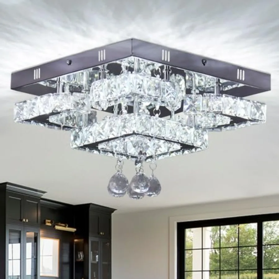 

11.8" Modern Crystal Chandelier LED Ceiling Fixture Suitable for Kitchen Corridor Hallway Bedroom Bathroom Dining Room/Raindrop
