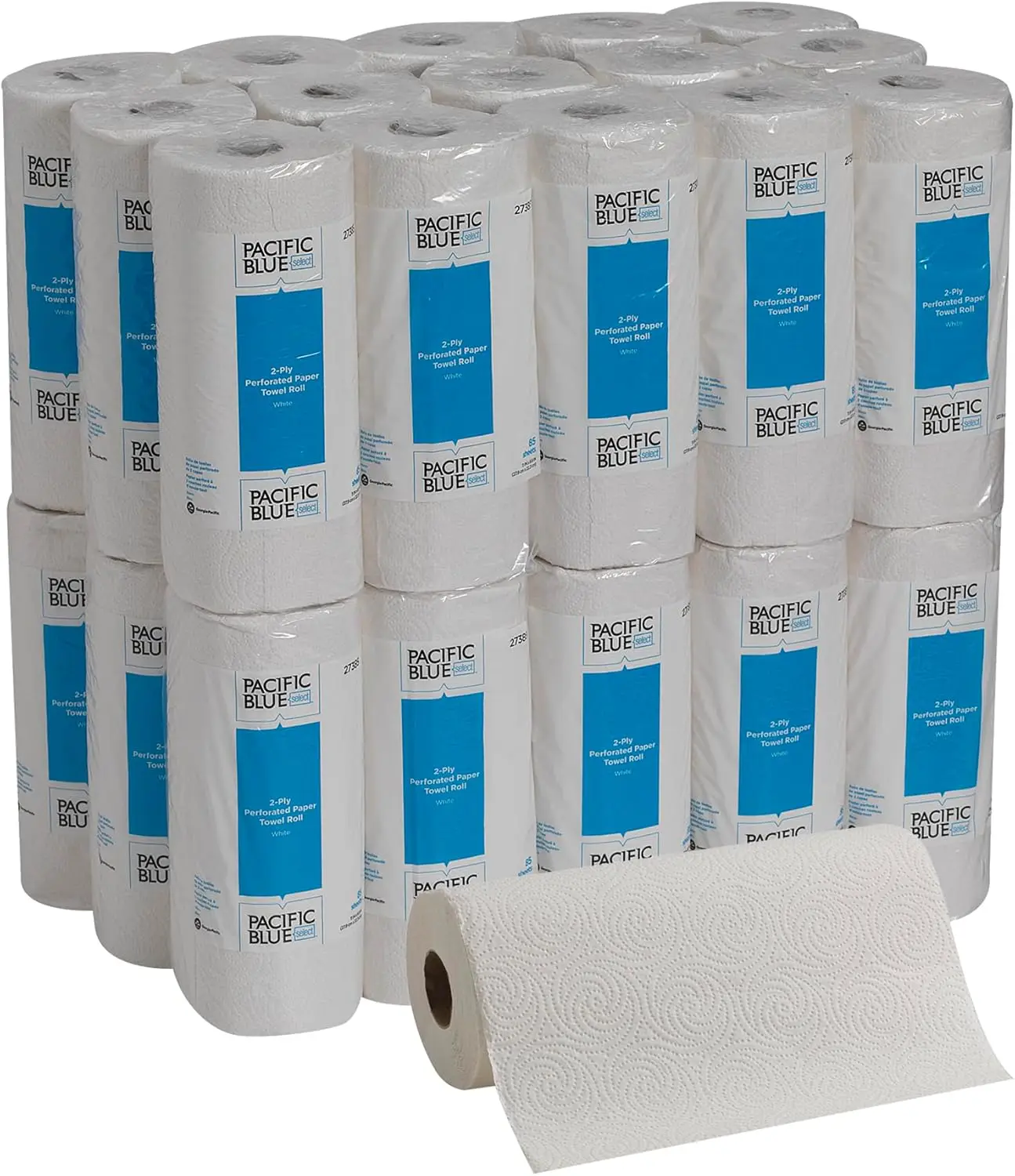 

2-Ply White Paper Towels, 85 Sheets Per Roll, 30 Rolls Case - Strong & Absorbent for Restaurants, Healthcare
