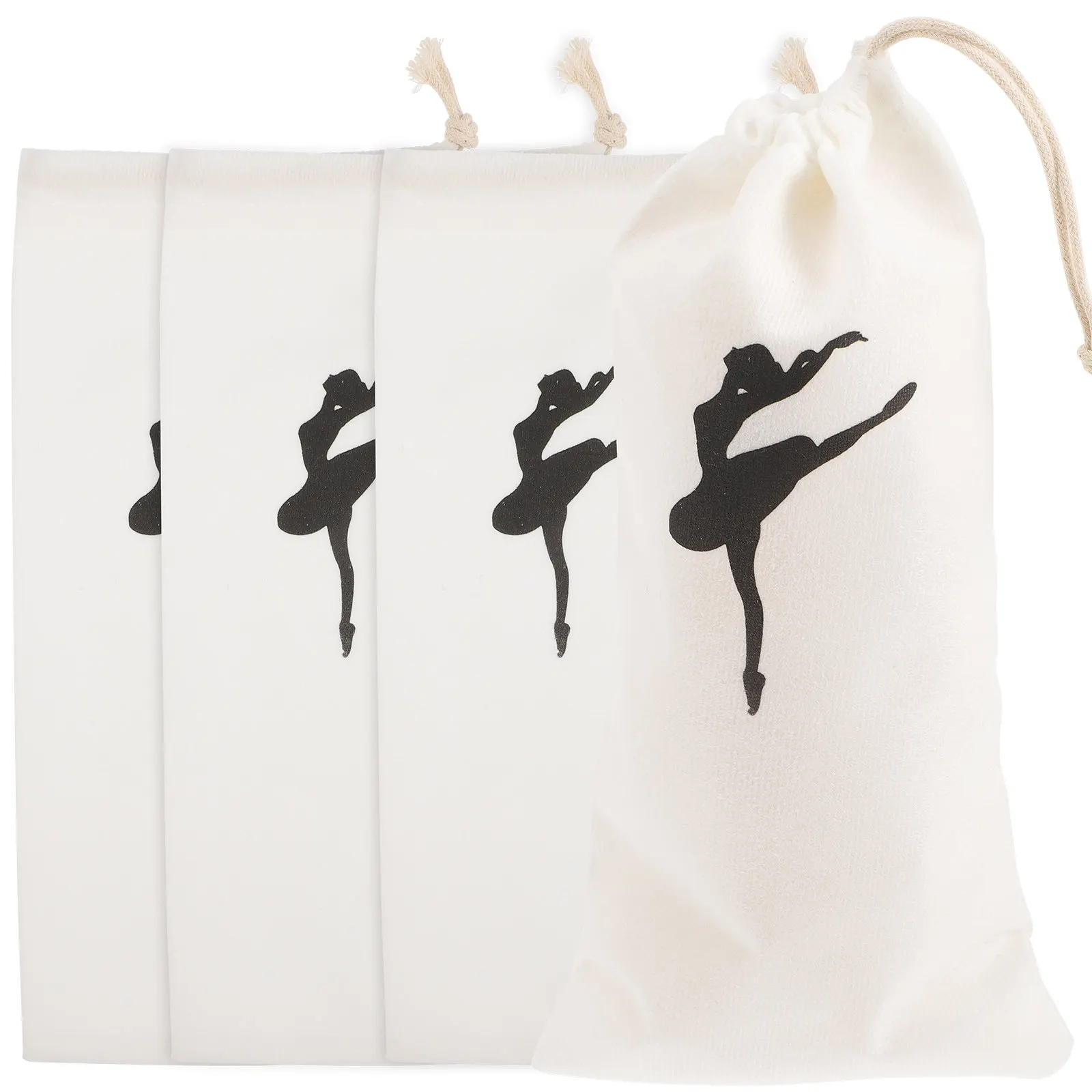 

4Pcs Ballet Dance Shoe Bag Pointe Shoe Bag Canvas Drawstring Pouch Large Storage for Dance Practice Recital Ballet Supplies