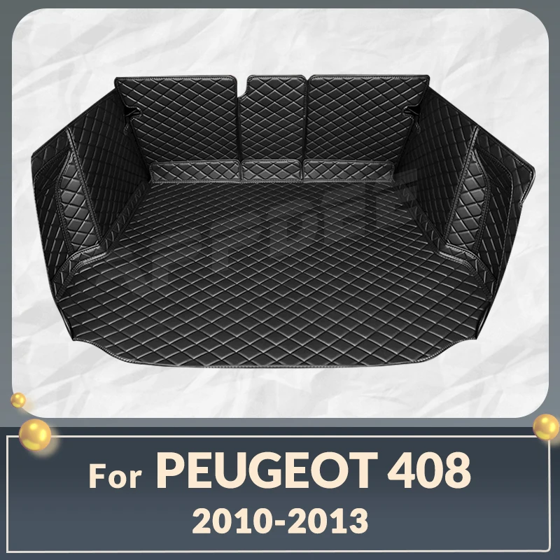 Auto Full Coverage Trunk Mat For PEUGEOT 408 2010-2013 12 11 Car Boot Cover Pad Cargo Liner Interior Protector Accessories