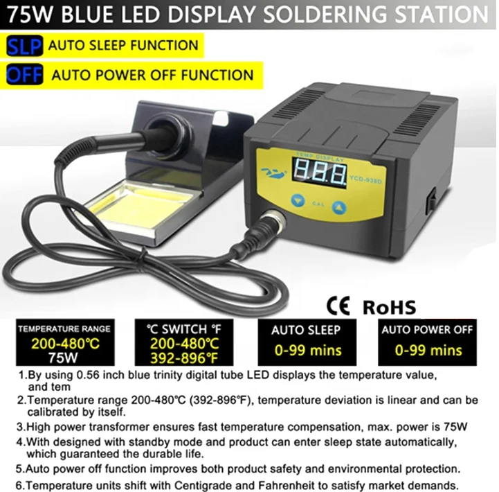 110V 220V 75W Professional LED Digital Soldering Iron Station